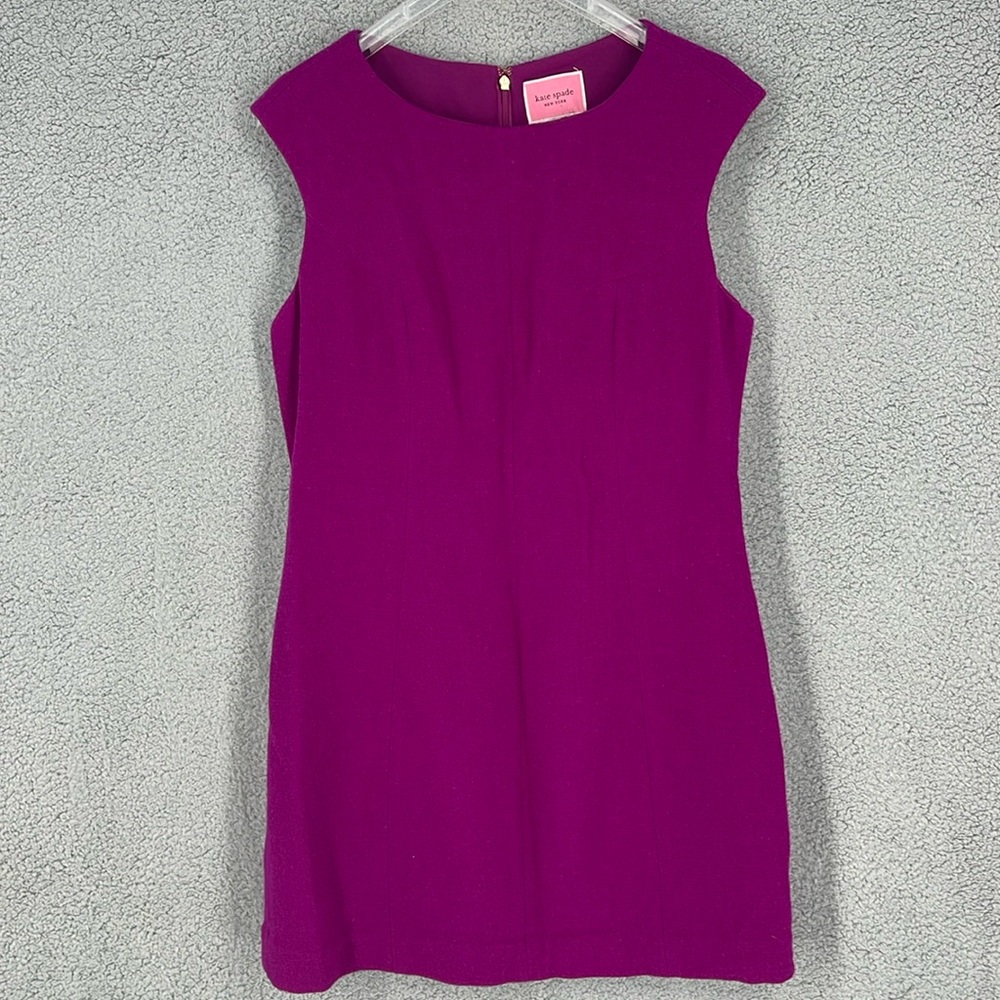 Kate Spade New York plum sleeveless wool blend stretch midi dress women size 10